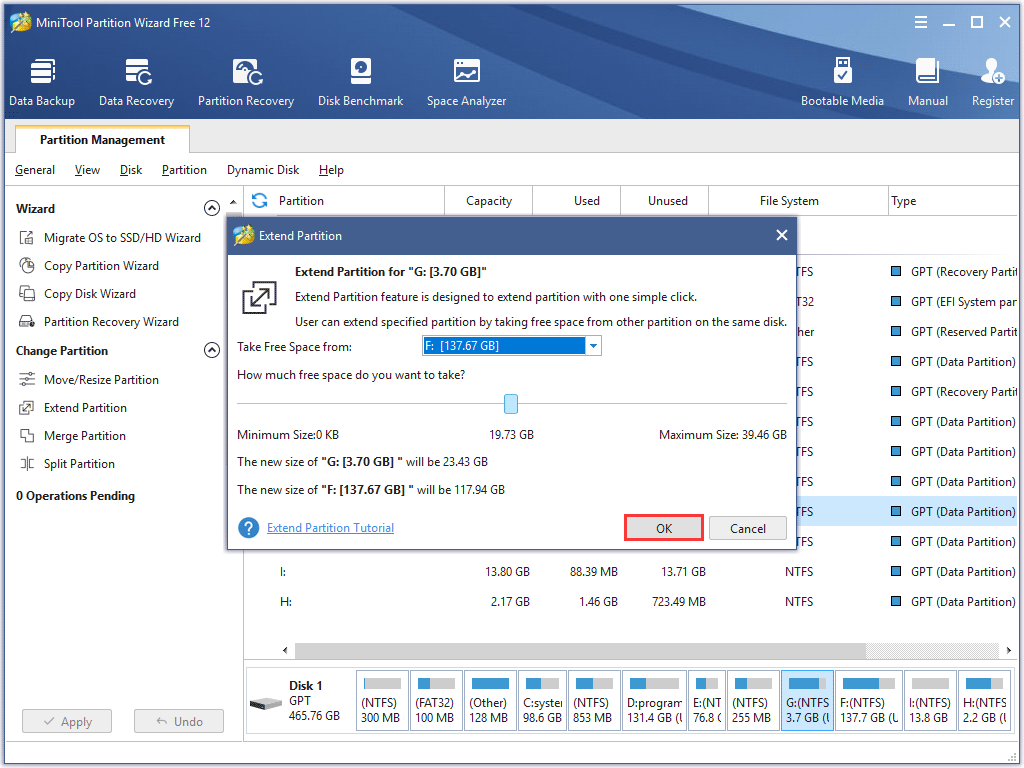take free space from other partitions