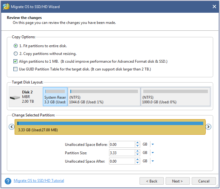 edit partition size and location