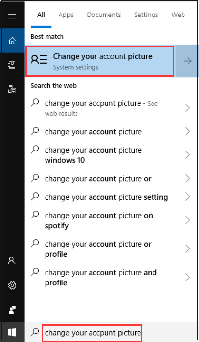 type Change your account picture