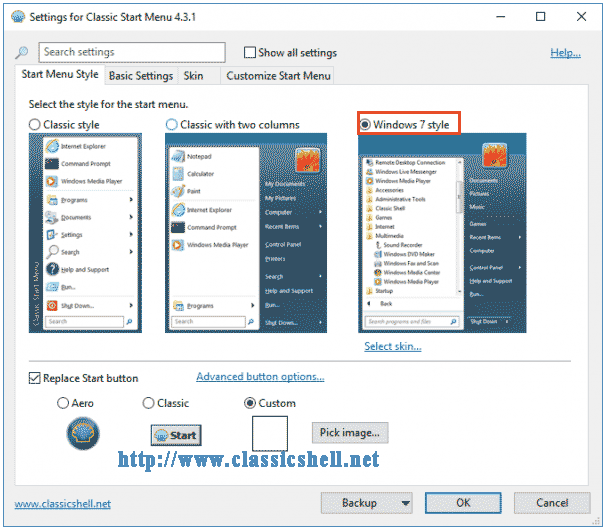 select Windows 7 style