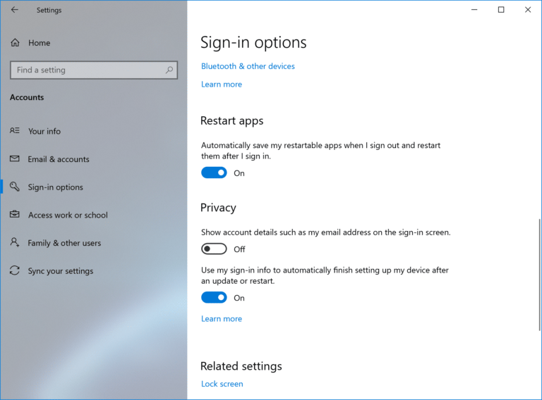 restart apps setting
