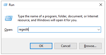 run regedit