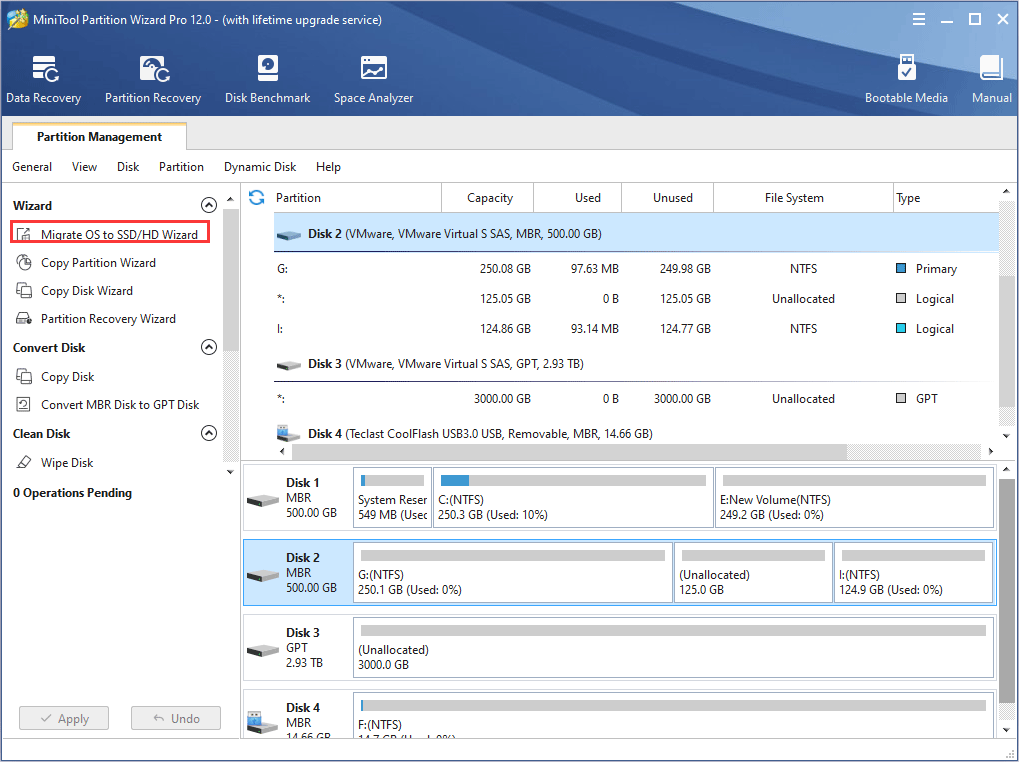 click on Copy Disk Wizard on the action panel