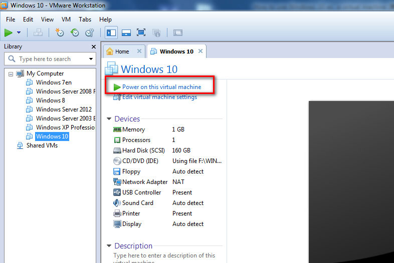 setting up a virtual machine in windows 10