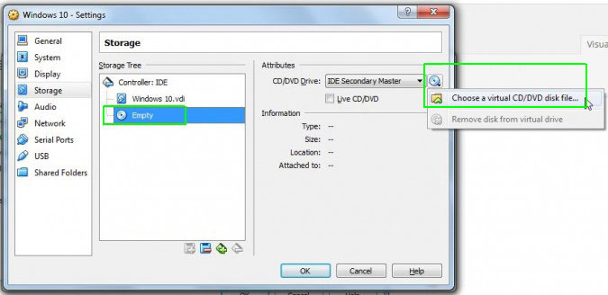 choose a virtual CD/DVD disk file