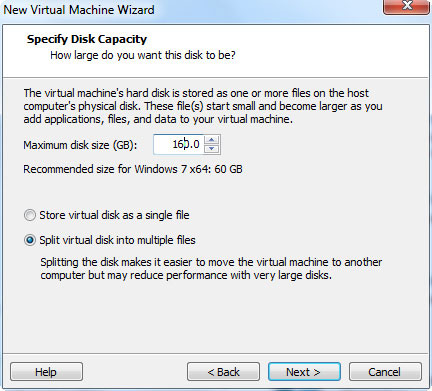 specify disk capacity