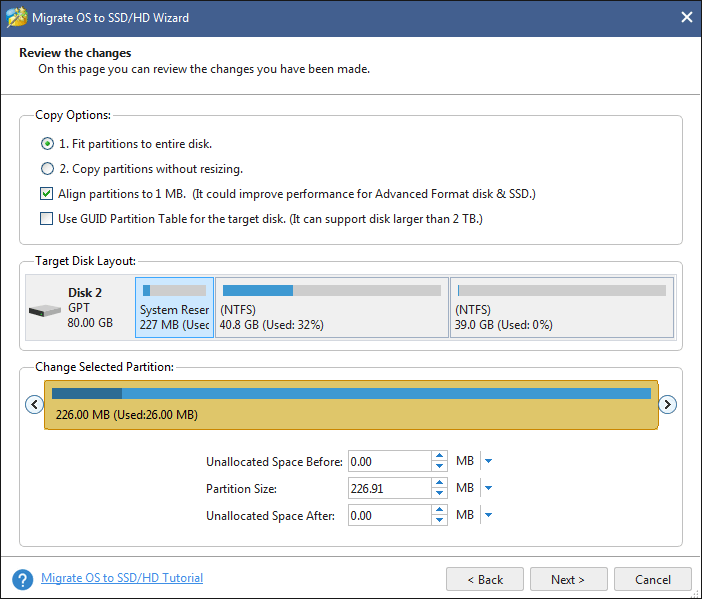 edit partition size and location