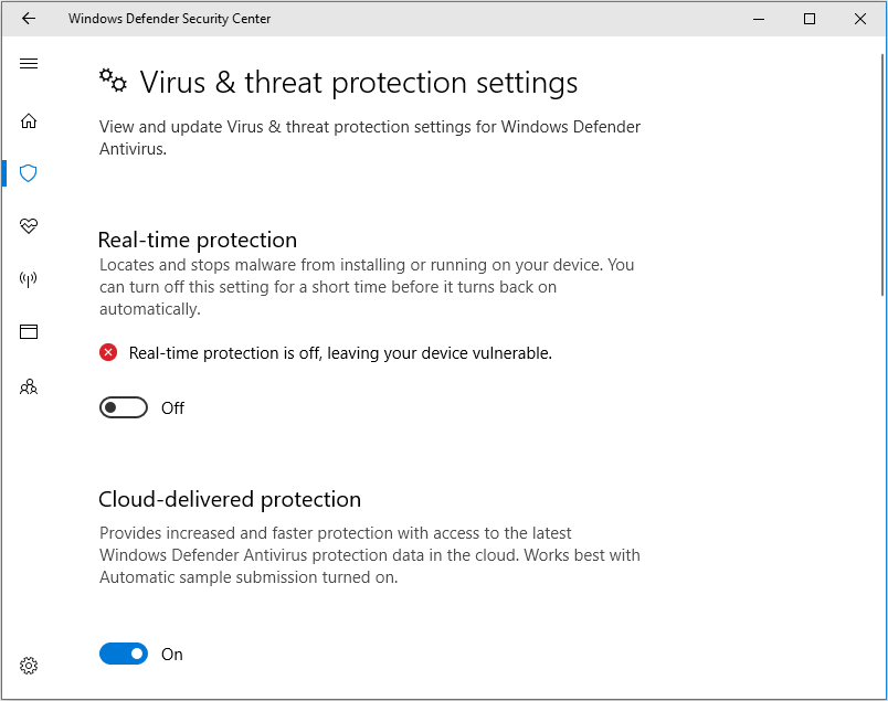 turn off the real-time protection