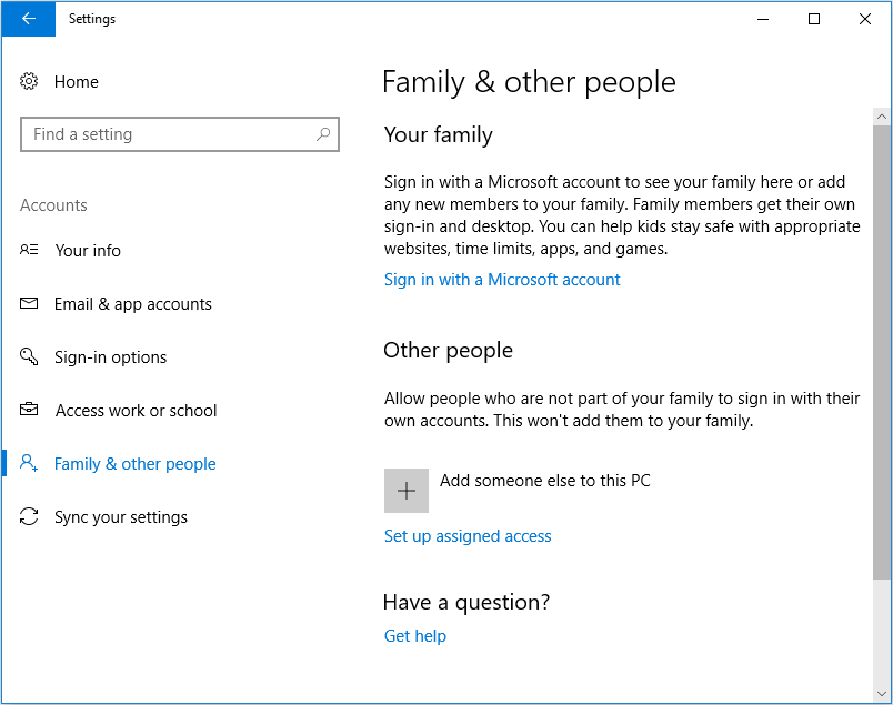 create a new users account