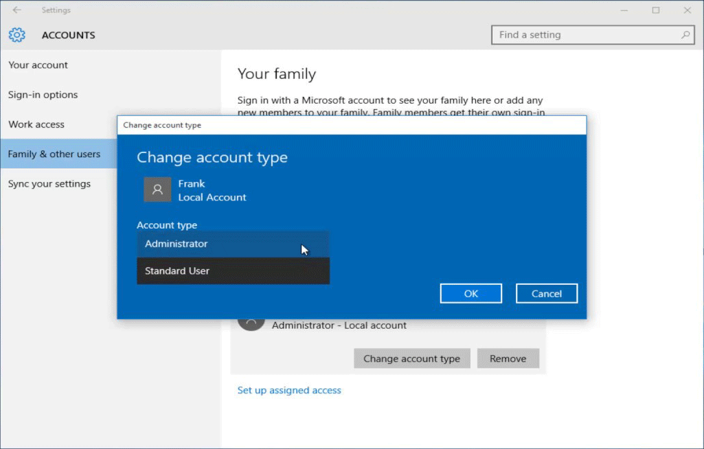 change account type