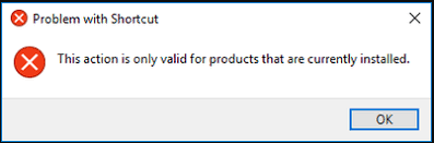 action only valid for products currently installed error
