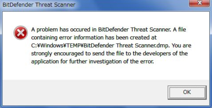 Bitdefender threat scanner error