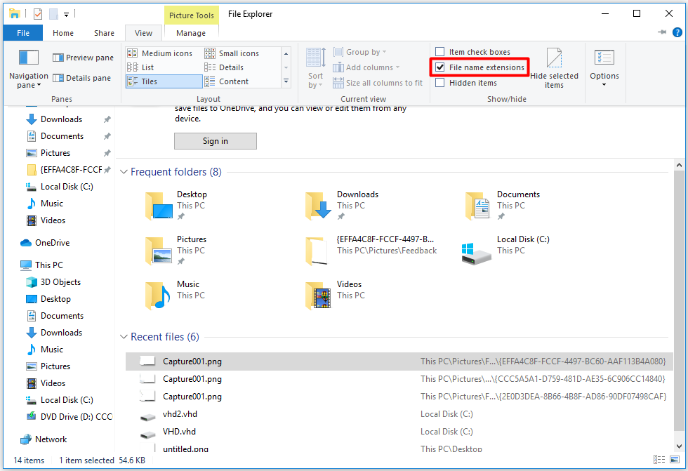 where to find file extension