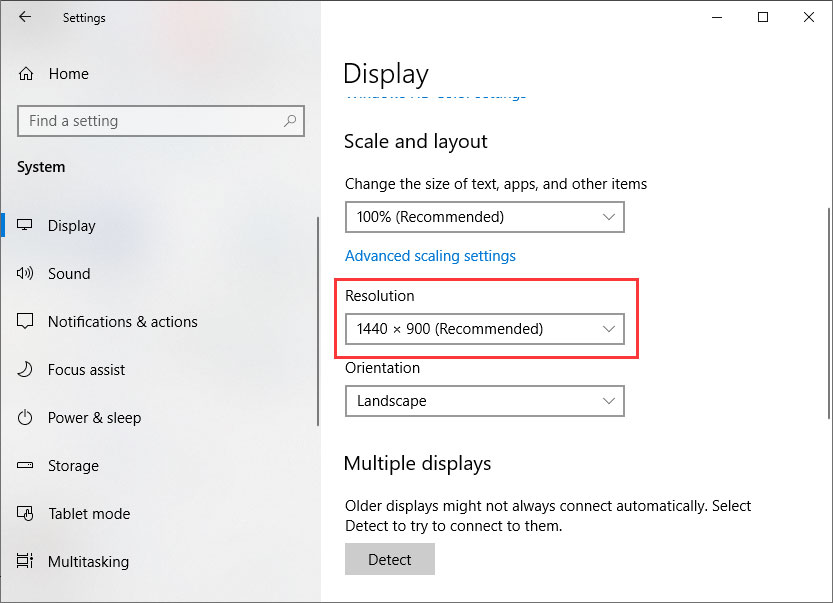 click on additional display settings