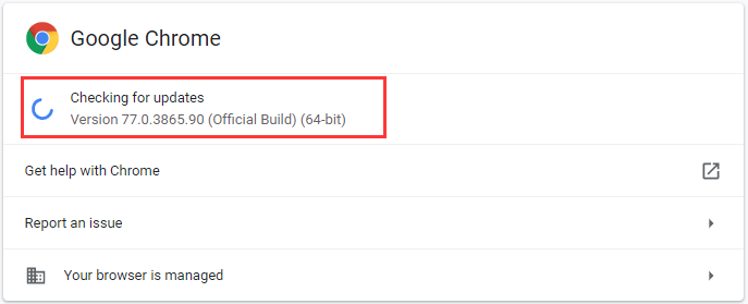 Google Chrome is checking for updates