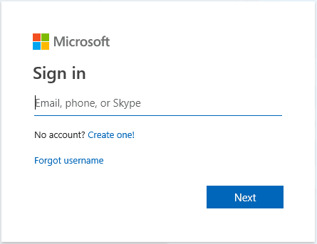 input Microsoft account