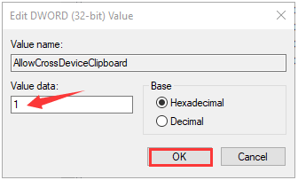 set the Value data as 1