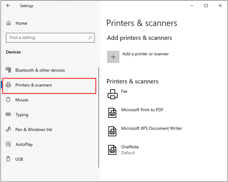 choose Printers & scanners