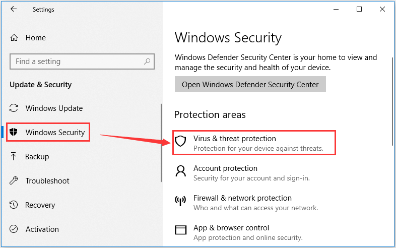 use Windows Defender
