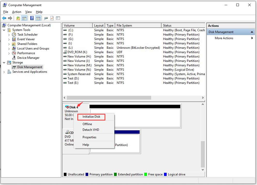 click on Initialize Disk