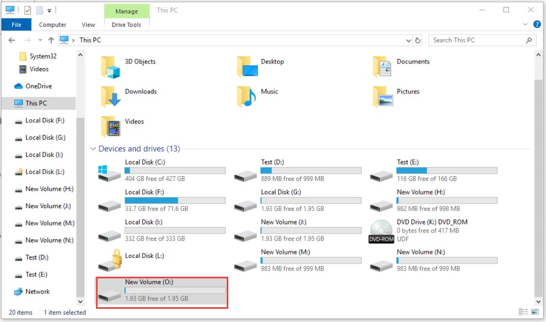 the virtual disk drive within This PC