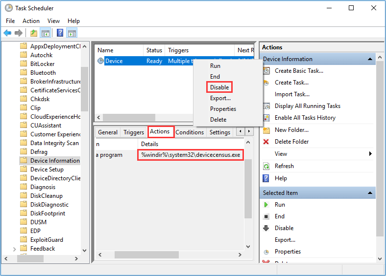 disable devicecensus.exe in Task Scheduler