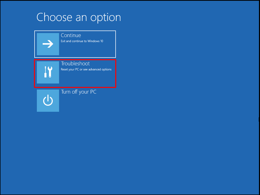 click troubleshoot