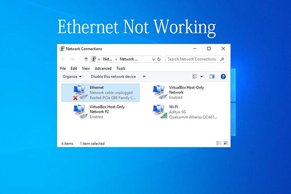 ethernet not working after installing windows 10