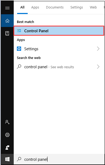 open control panel