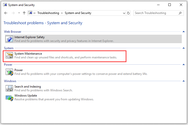 click on System Maintenance