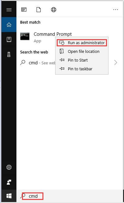 open Command Prompt as administrator