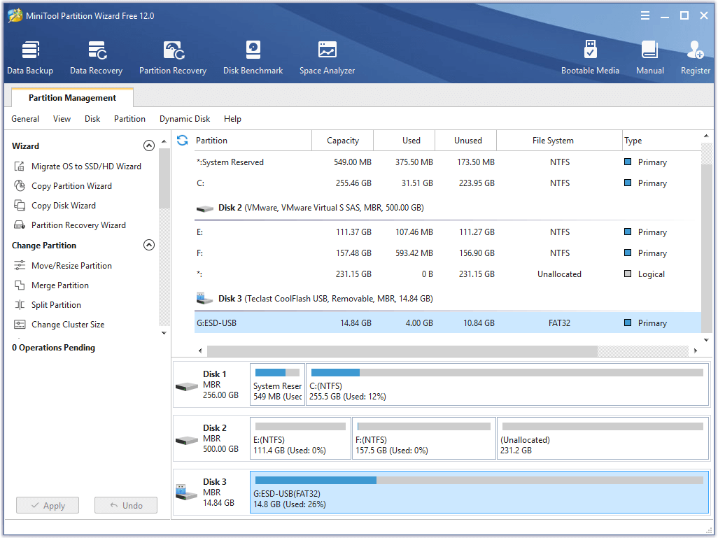 enter the main interface of  MiniTool Partition Wizard