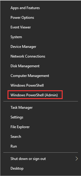 select Windows PowerShell (Admin)