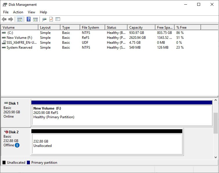 take a disk offline