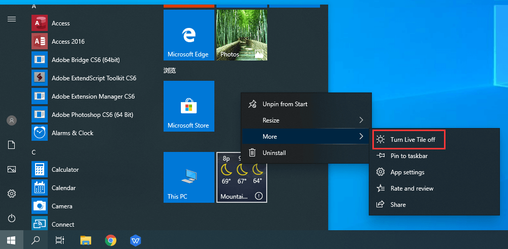 live tiles windows 10 not working