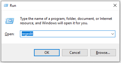 type Regedit in the search bar