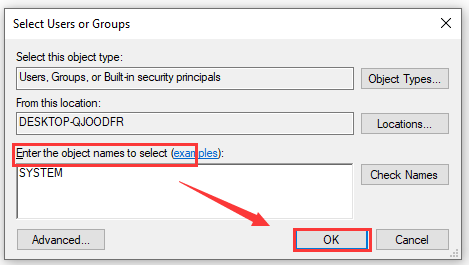  Add everyone to enter the object name and click OK