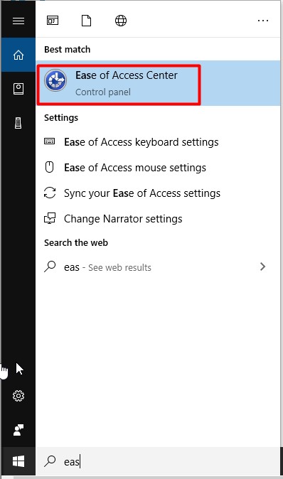 open ease of access center