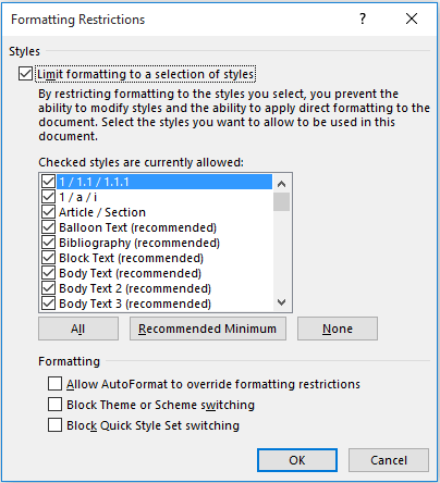 formatting restrictions