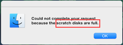 the Photoshop scratch disks full error on Mac