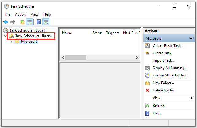 open up the Task Scheduler Library