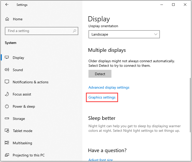 click graphics settings