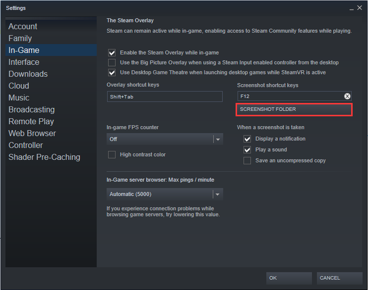 Steam screenshot folder