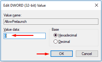 set the value data as 0