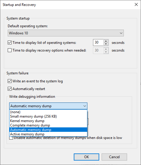 how to delete memory dump files windows 10