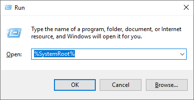 paste the system error memory dump files location to Run box