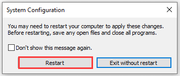 click Restart button to execute this change