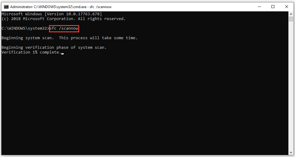type sfc /scannow command and hit Enter