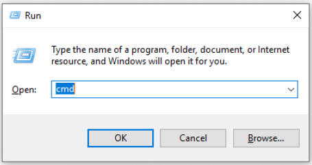type cmd in the Run box