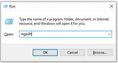 type regedit in the run box